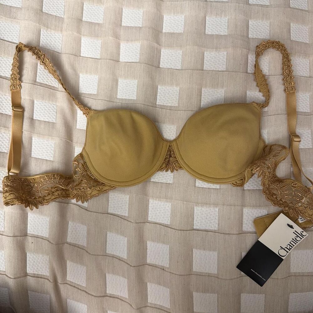 NEW Chantelle Nude/ Toffee lace bra with floral embroidery